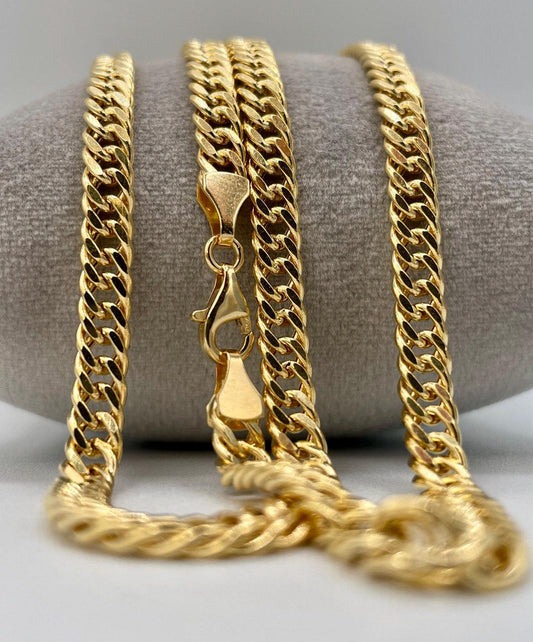 18K Solid Gold Curb Necklace Chain,Real Gold Chain,Miami Cuban Necklace,5mm Thickness,For Her/Him!