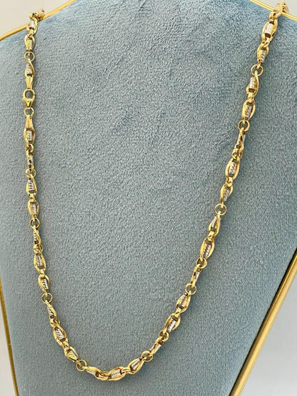 18K Solid Gold Cable Chain,4.5mm Thickness,Real Gold Chain Necklace,Diamond Cut, Yellow and White, Gift For Men/Women