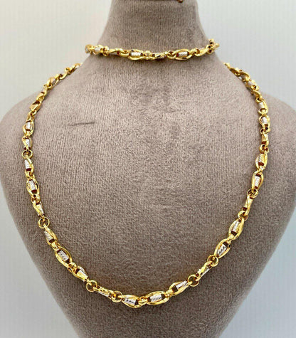 18K Solid Gold Cable Chain,4.5mm Thickness,Real Gold Chain Necklace,Diamond Cut, Yellow and White, Gift For Men/Women