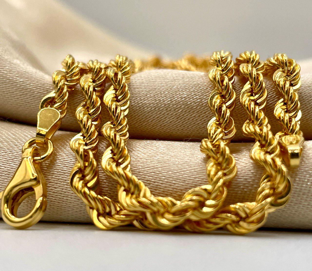 Solid Gold 18k Rope Chain, Chunky Gold Rope Chain,Real Gold Chain (4mm) Thickness, For Him/Her,Birthday Gift,Anniversary Gift.
