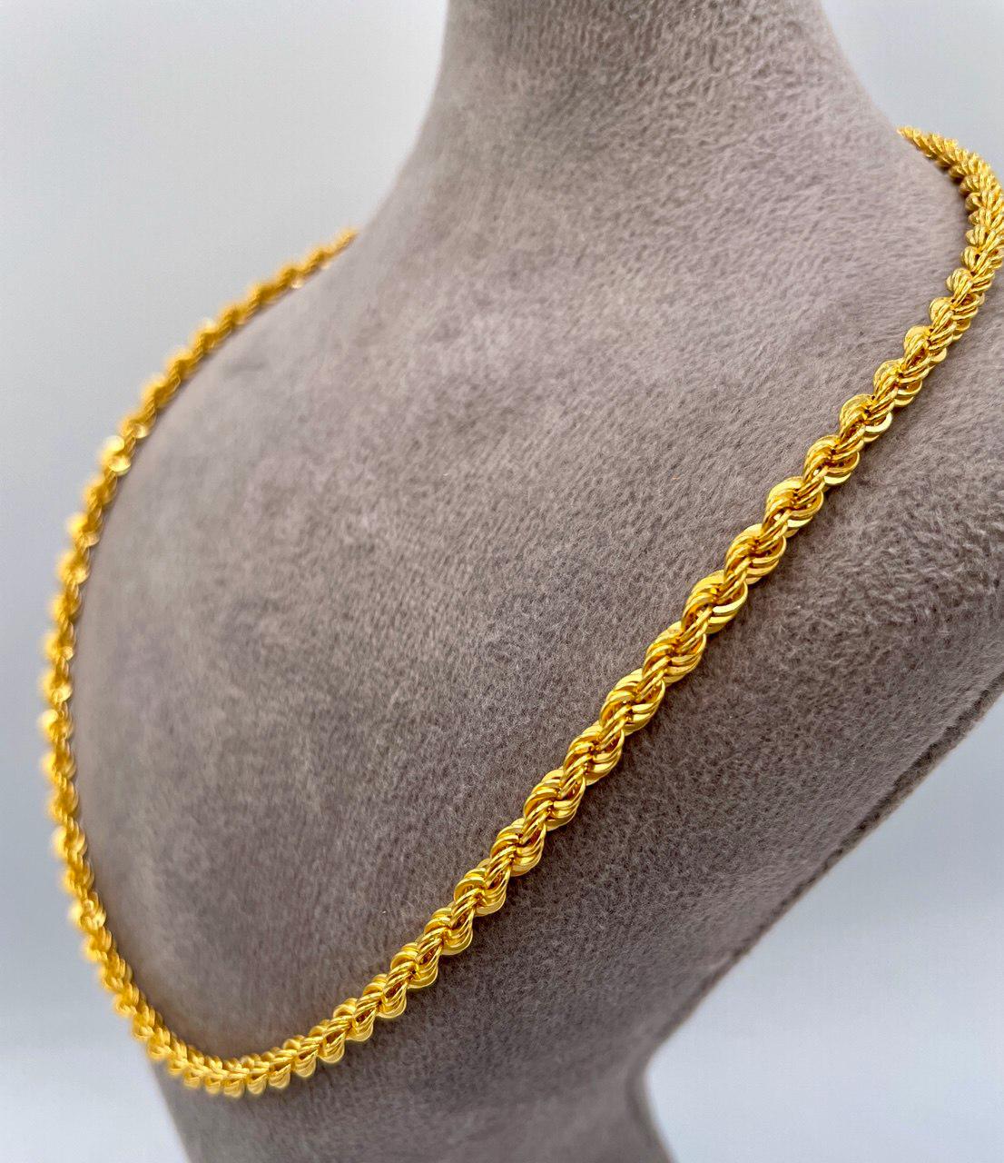 Solid Gold 18k Rope Chain, Chunky Gold Rope Chain,Real Gold Chain (4mm) Thickness, For Him/Her,Birthday Gift,Anniversary Gift.