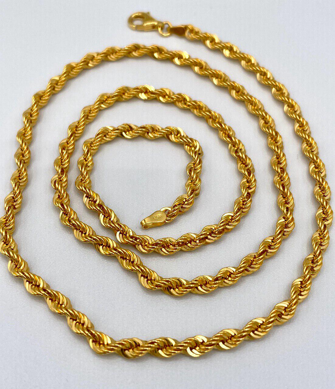 Solid Gold 18k Rope Chain, Chunky Gold Rope Chain,Real Gold Chain (4mm) Thickness, For Him/Her,Birthday Gift,Anniversary Gift.