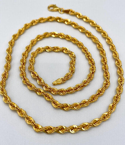 Solid Gold 18k Rope Chain, Chunky Gold Rope Chain,Real Gold Chain (4mm) Thickness, For Him/Her,Birthday Gift,Anniversary Gift.