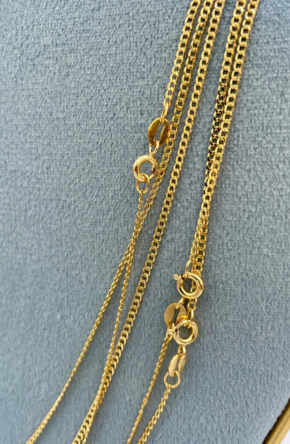 18K GOLD CURB NECKLACE Chain (1.5mm)Thickness, Real Gold,Solid Gold,For Him,For Her,Birthday Gift,Anniversary Gift,Gift For Dad/Mum.