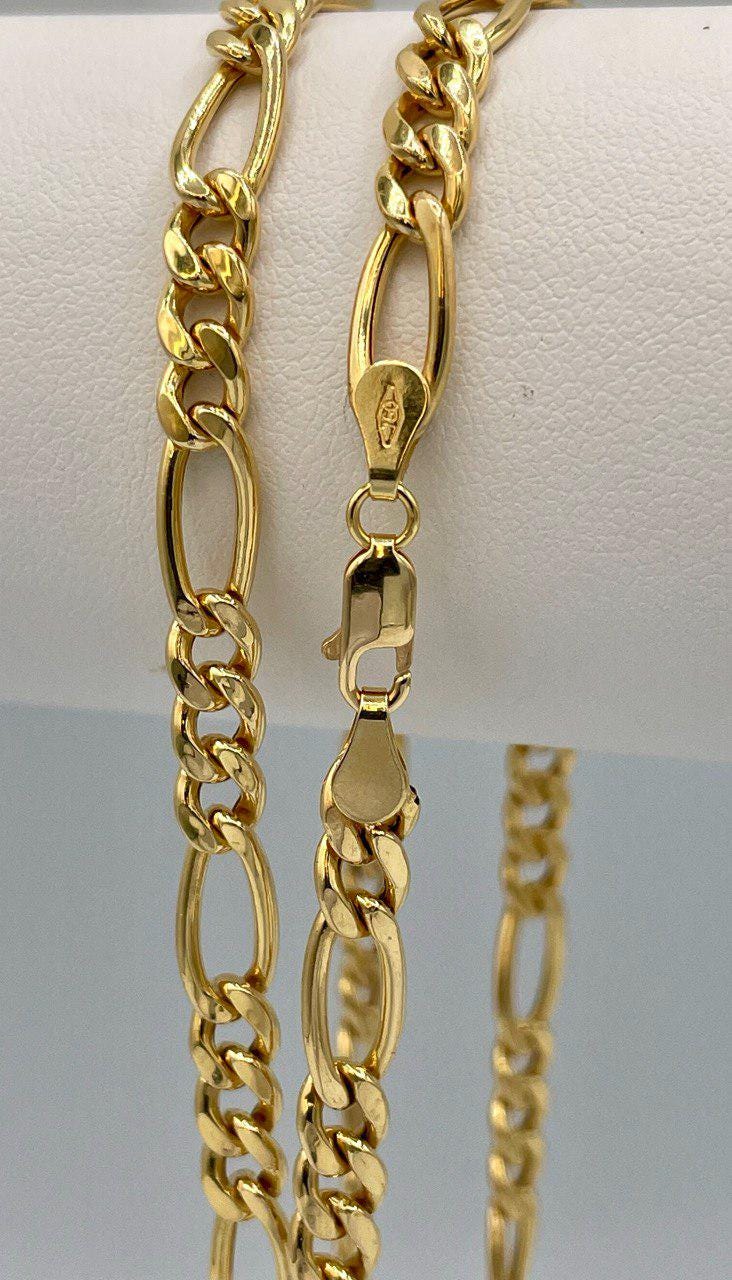 18K Figaro Chain Gold,Real Gold Necklace,5.5mm Thickness, Link Chain Necklace Gold,For Her/Him