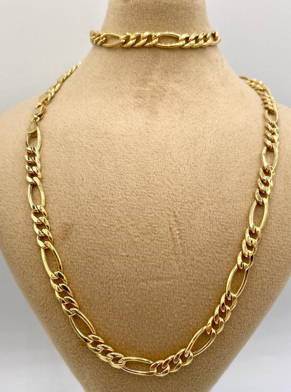 18K Figaro Chain Gold,Real Gold Necklace,5.5mm Thickness, Link Chain Necklace Gold,For Her/Him