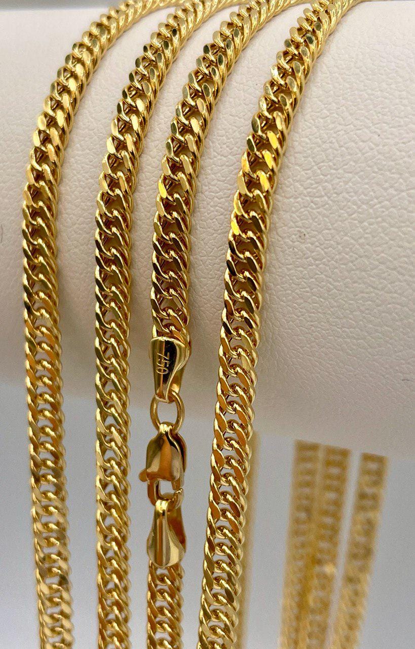 Solid Gold 18K Curb Necklace Chain,Real Gold Curb Necklace,3.5mm Thickness,Miami Cuban Link Chain,For Him/Her