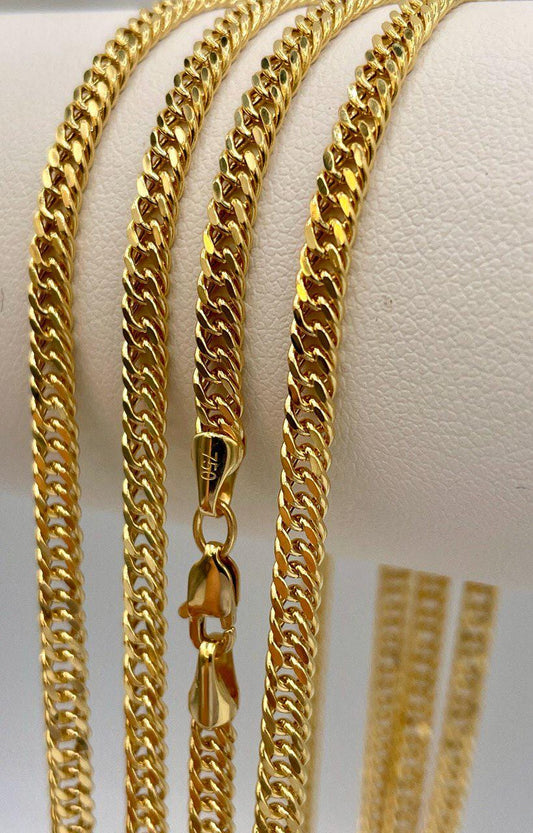 Solid Gold 18K Curb Necklace Chain,Real Gold Curb Necklace,3.5mm Thickness,Miami Cuban Link Chain,For Him/Her