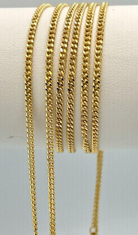 18K Solid Gold Curb Chain Necklace,Real 18K Gold Miami Cuban Link Chain,2mm21.5"(55cm) length 18K Gold Chain for Men/Women, for Him/Her!