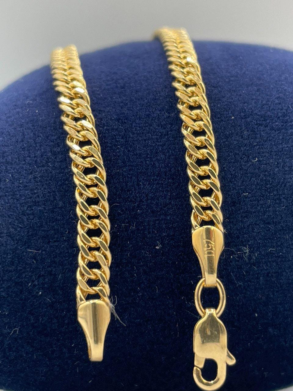 18K Solid Gold Curb Cuban Bracelet Chain, Real 18K Yellow Gold Bracelet, 3mm wide_8" Curb Links Bracelet for Men & Women, Birthday Gift!