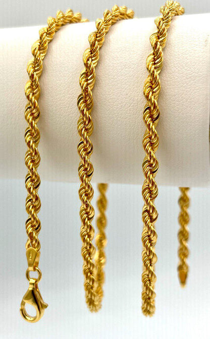 Solid Gold 18k Rope Chain, Chunky Gold Rope Chain,Real Gold Chain (4mm) Thickness, For Him/Her,Birthday Gift,Anniversary Gift.