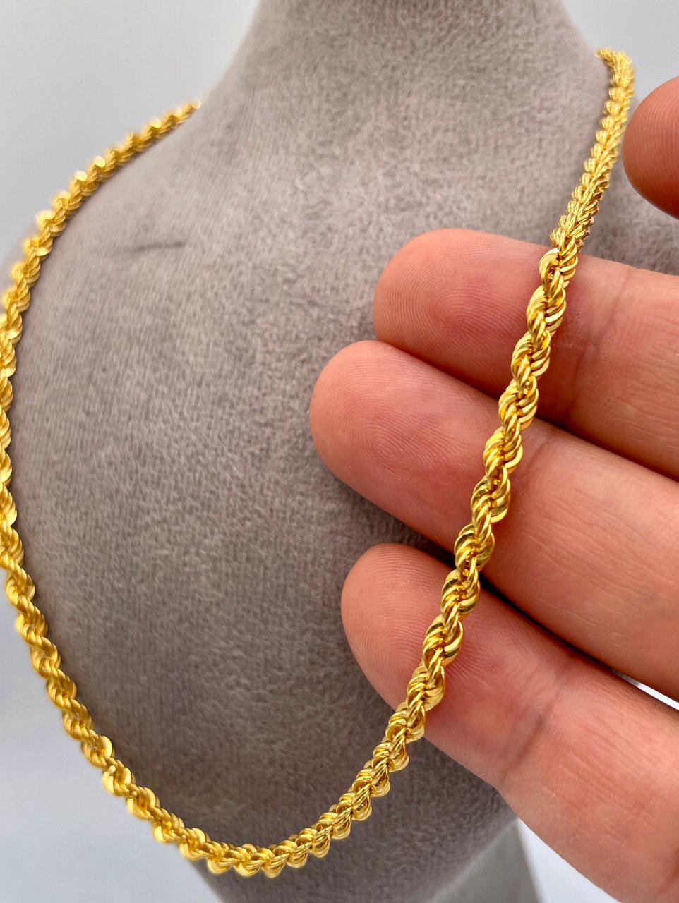 Solid Gold 18k Rope Chain, Chunky Gold Rope Chain,Real Gold Chain (4mm) Thickness, For Him/Her,Birthday Gift,Anniversary Gift.