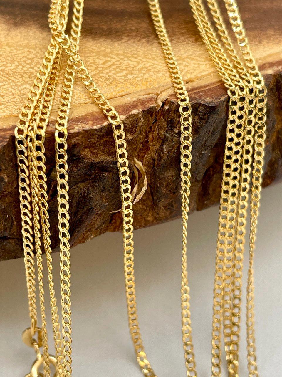 18K GOLD CURB NECKLACE Chain (1.5mm)Thickness, Real Gold,Solid Gold,For Him,For Her,Birthday Gift,Anniversary Gift,Gift For Dad/Mum.
