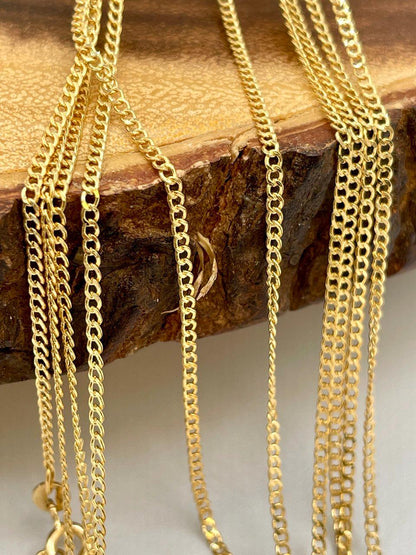18K GOLD CURB NECKLACE Chain (1.5mm)Thickness, Real Gold,Solid Gold,For Him,For Her,Birthday Gift,Anniversary Gift,Gift For Dad/Mum.