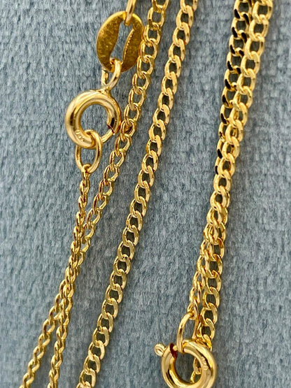 18K GOLD CURB NECKLACE Chain (1.5mm)Thickness, Real Gold,Solid Gold,For Him,For Her,Birthday Gift,Anniversary Gift,Gift For Dad/Mum.