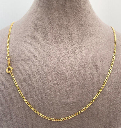 18K GOLD CURB NECKLACE Chain (1.5mm)Thickness, Real Gold,Solid Gold,For Him,For Her,Birthday Gift,Anniversary Gift,Gift For Dad/Mum.