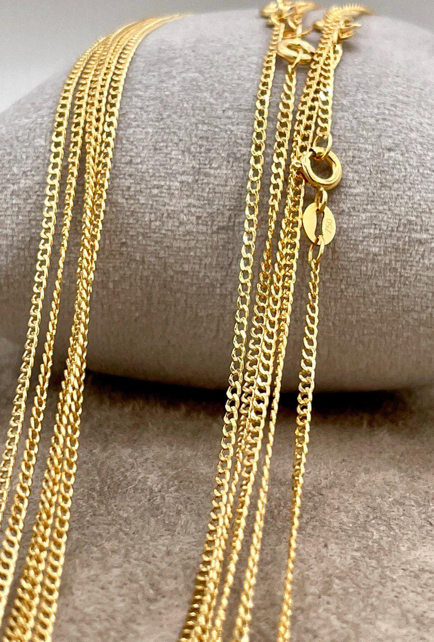 18K GOLD CURB NECKLACE Chain (1.5mm)Thickness, Real Gold,Solid Gold,For Him,For Her,Birthday Gift,Anniversary Gift,Gift For Dad/Mum.