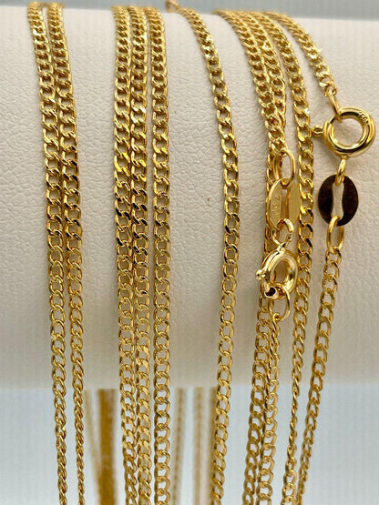 18K GOLD CURB NECKLACE Chain (1.5mm)Thickness, Real Gold,Solid Gold,For Him,For Her,Birthday Gift,Anniversary Gift,Gift For Dad/Mum.