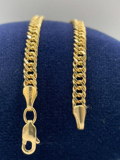 18K Solid Gold Curb Cuban Bracelet Chain, Real 18K Yellow Gold Bracelet, 3mm wide_8" Curb Links Bracelet for Men & Women, Birthday Gift!