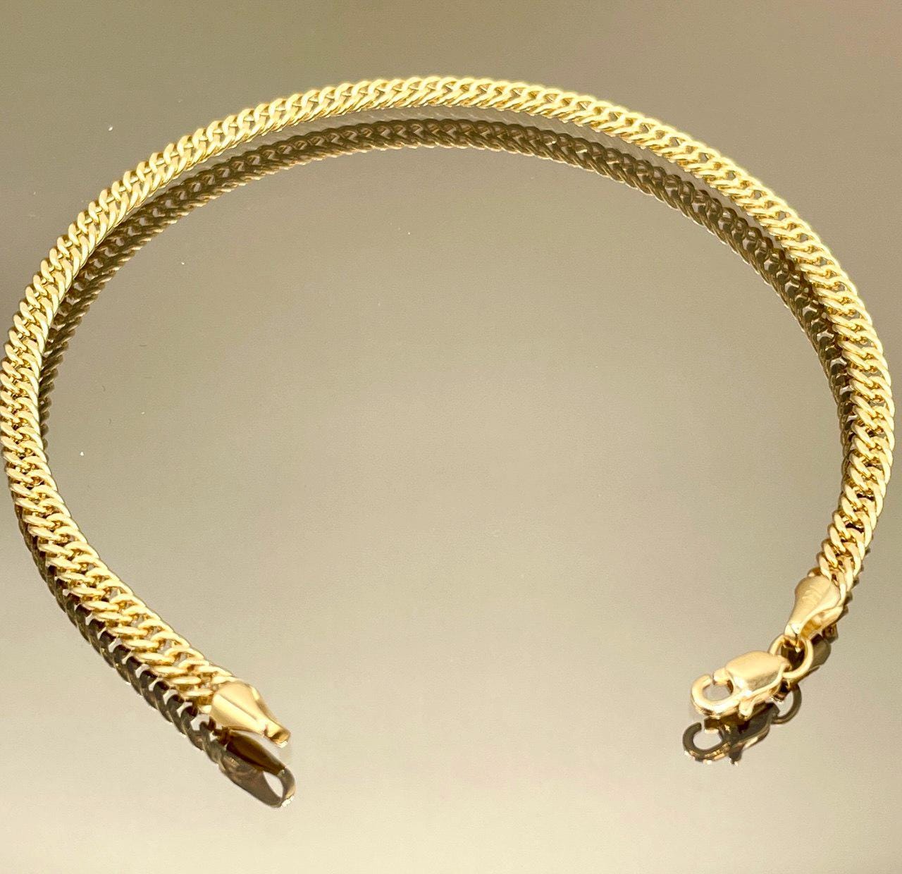 18K Solid Gold Curb Cuban Bracelet Chain, Real 18K Yellow Gold Bracelet, 3mm wide_8" Curb Links Bracelet for Men & Women, Birthday Gift!