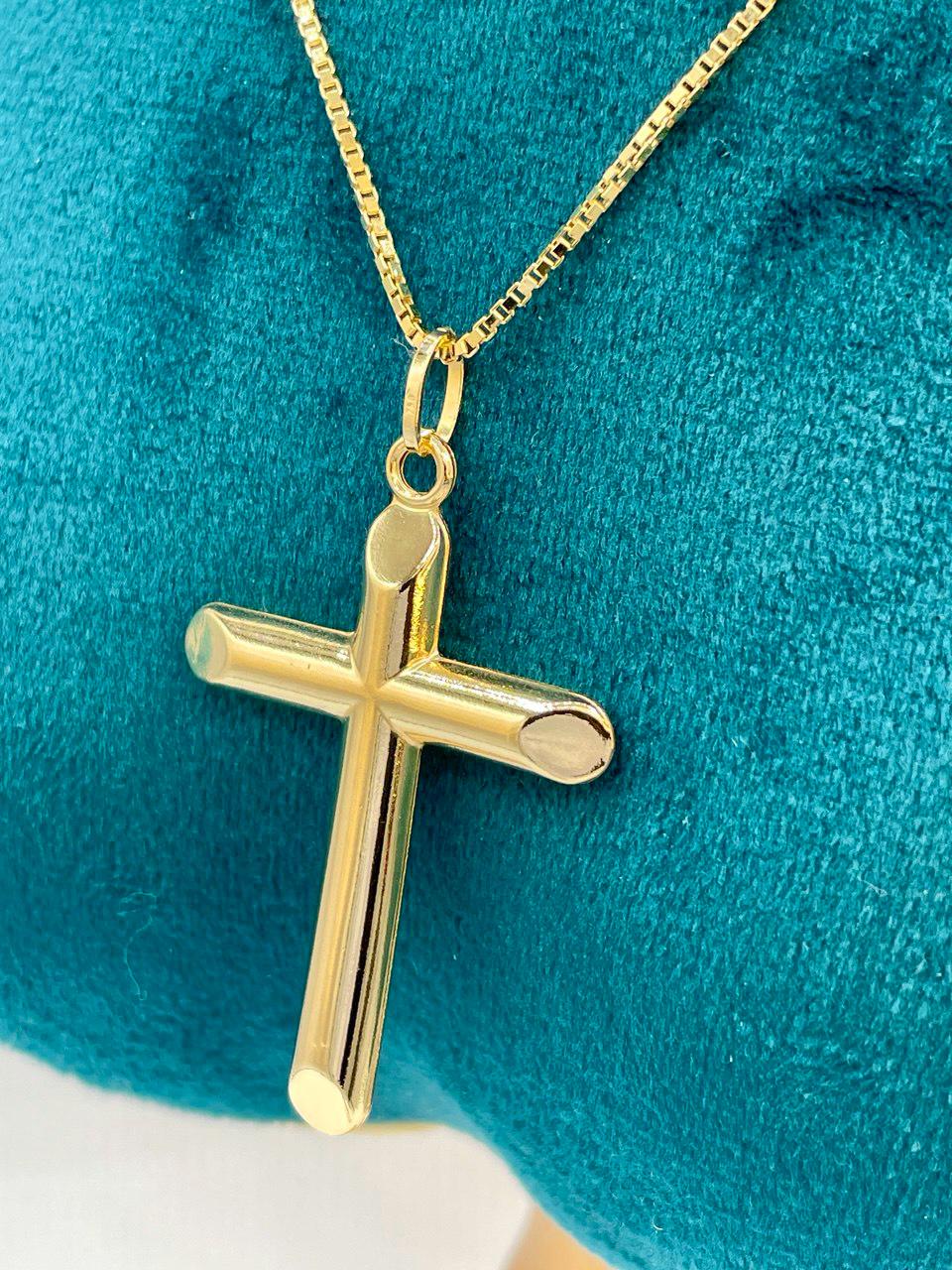 Luxury 18K Solid Gold Cross Pendant with Box Chain_Timeless & Elegant, Sleek Box Chain For Men/Women, Premium Quality Cross (2" inch)Height.