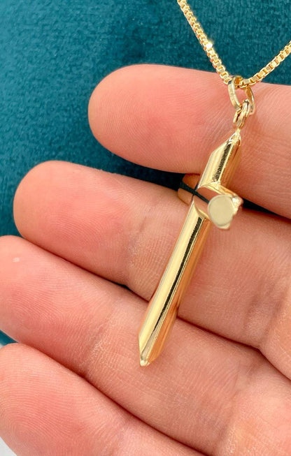 Luxury 18K Solid Gold Cross Pendant with Box Chain_Timeless & Elegant, Sleek Box Chain For Men/Women, Premium Quality Cross (2" inch)Height.