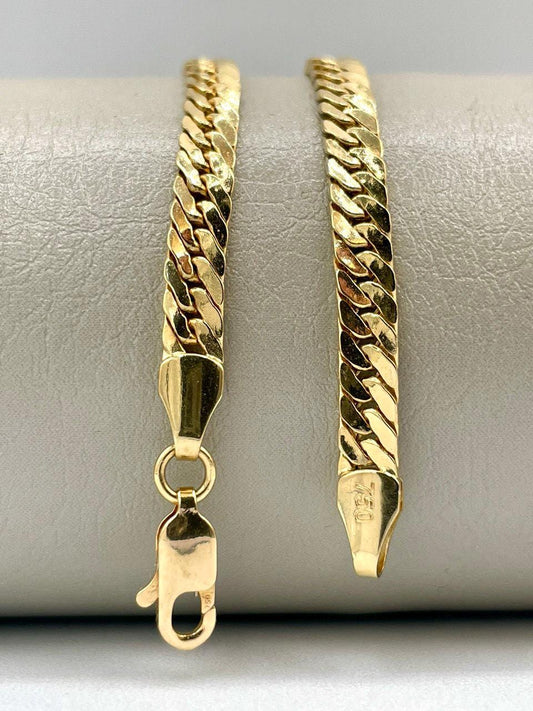 18K Solid Gold Curb Bracelet, Real Gold Cuban Bracelet,(4mm) Thickness, Gift For Her/Him