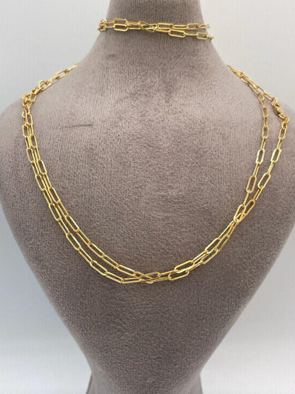 18K Solid Gold Paperclip Chain Necklace – Real 18K Yellow Gold – 2.5mm Thick, 20 Inch – Dainty Everyday Chain – Unisex Gold Necklace