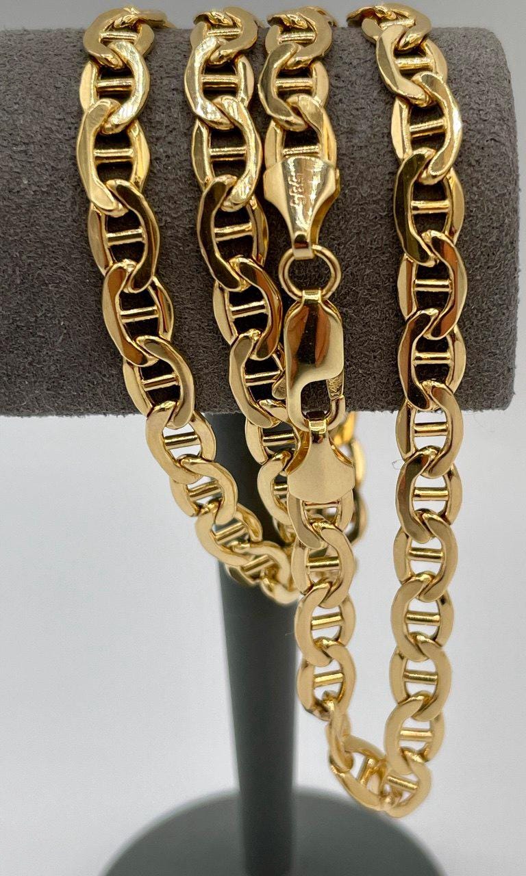 14K Solid Gold Necklace Chain, Anchor Necklace Chain Link,(5 mm)Width, Birthday Gift Her/Him