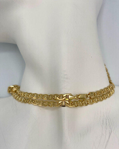 14K Solid Gold Necklace Chain, Anchor Necklace Chain Link,(5 mm)Width, Birthday Gift Her/Him