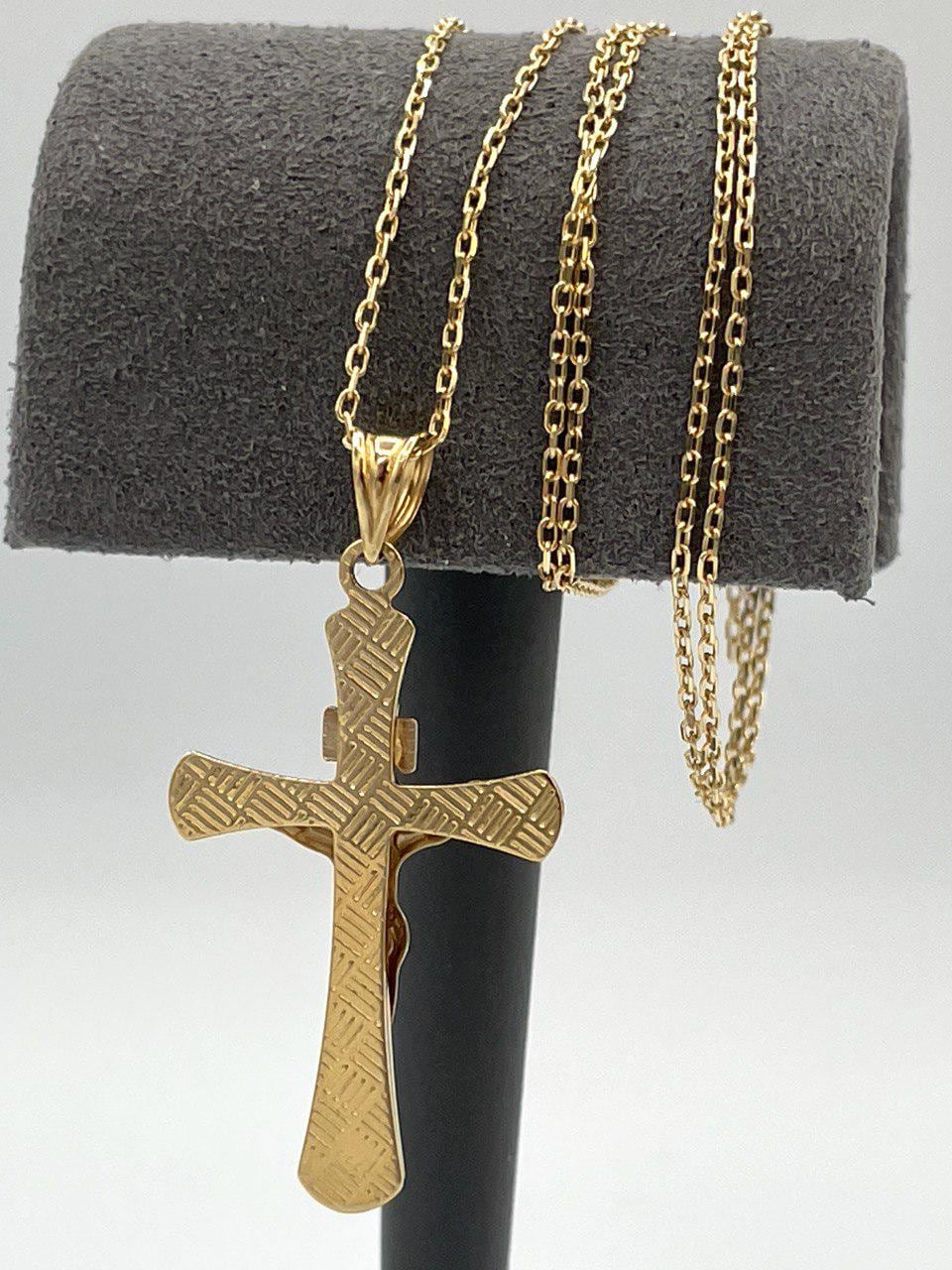 18K Cross Necklace, Real Gold Crucifix Necklace,1.5"Height Cross, Cable Chain Necklace, Birthday Gift, Mothers Day, Gift For Her/Him!