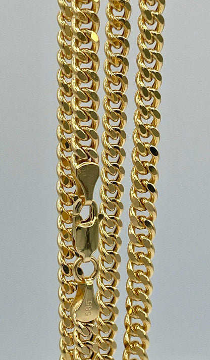 14K Solid Gold Curb Necklace,Real Solid Link Curb Gold,(4.5 mm)Width, Chunky Necklace Chain, Birthday Gift For Her/Him.