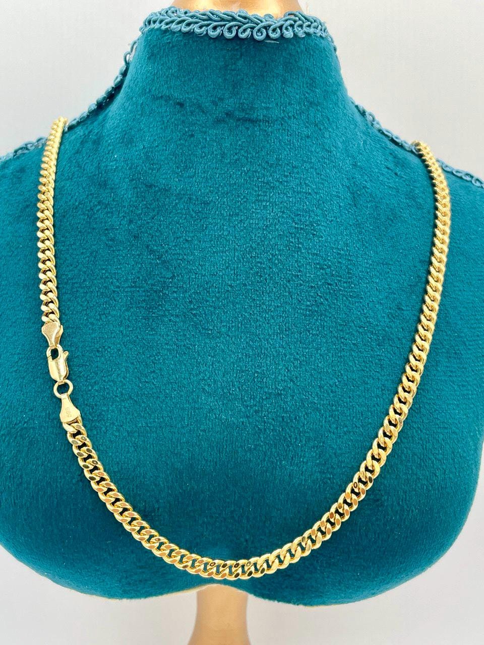 14K Solid Gold Curb Necklace,Real Solid Link Curb Gold,(4.5 mm)Width, Chunky Necklace Chain, Birthday Gift For Her/Him.