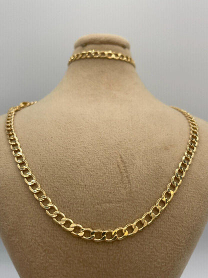 14K Solid Gold,Curb Necklace Chain,(4.5mm)Width,Real Solid Gold, Chunky Necklace Chain,Birthday Gift For Her/Him!