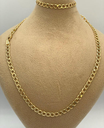14K Solid Gold,Curb Necklace Chain,(4.5mm)Width,Real Solid Gold, Chunky Necklace Chain,Birthday Gift For Her/Him!