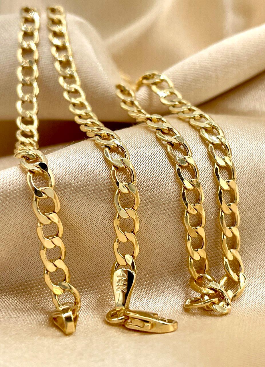 14K Solid Gold,Curb Necklace Chain,(4.5mm)Width,Real Solid Gold, Chunky Necklace Chain,Birthday Gift For Her/Him!