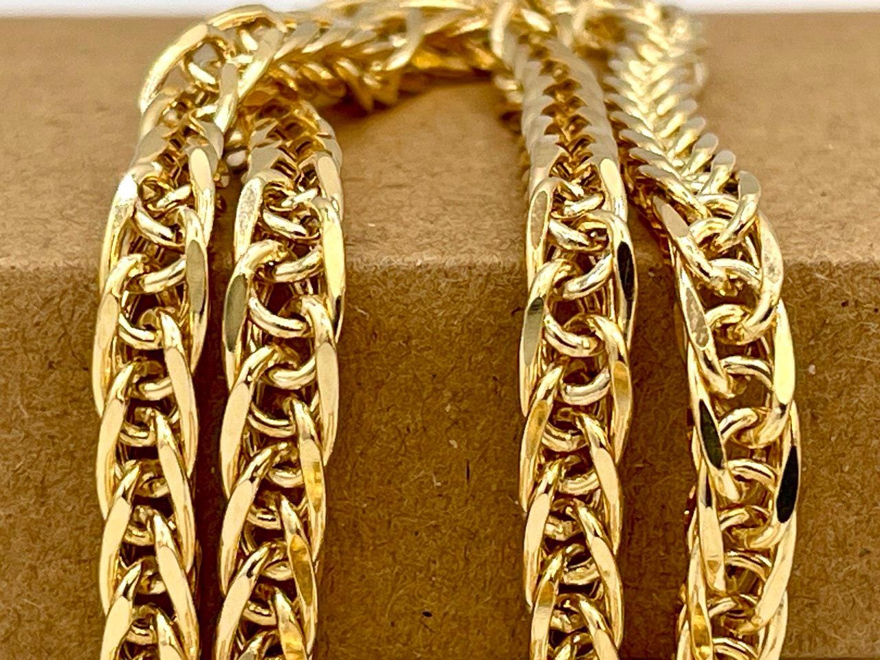 14K Solid Gold Franco, Real Gold Chain Necklace,(4mm)Thickness, Fox Chain, Birthday Gift For Her/Him