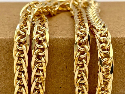 14K Solid Gold Franco, Real Gold Chain Necklace,(4mm)Thickness, Fox Chain, Birthday Gift For Her/Him