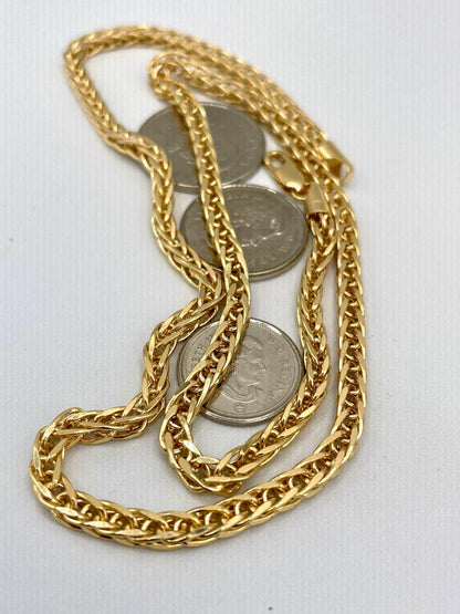 14K Solid Gold Franco, Real Gold Chain Necklace,(4mm)Thickness, Fox Chain, Birthday Gift For Her/Him