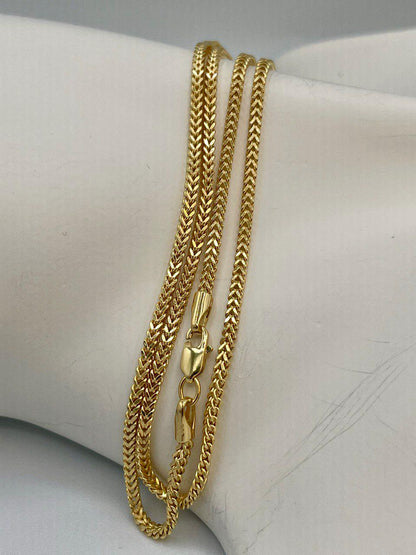 14K Solid Gold Franco Necklace Chain, Real Gold Chain,(2mm) Thickness, Birthday Gift Her/Him