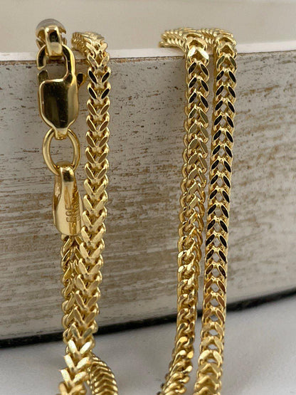 14K Solid Gold Franco Necklace Chain, Real Gold Chain,(2mm) Thickness, Birthday Gift Her/Him