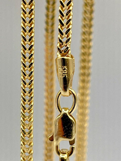 14K Solid Gold Franco Necklace Chain, Real Gold Chain,(2mm) Thickness, Birthday Gift Her/Him