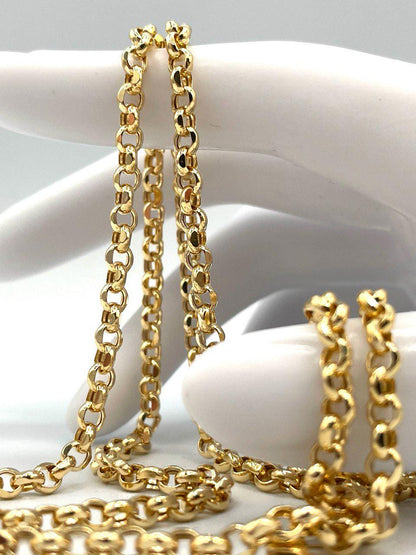 14K Solid Gold Rolo Necklace Chain, Real Gold Chain,(4mm) Thickness, Classic & Durable Design, Birthday Gift Her/Him!