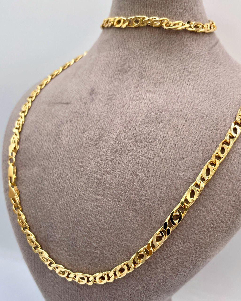 14K Solid  Gold Tiger Eye Necklace,(4.1mm)Width,Real Gold Necklace,Solid Link Chain Necklace,