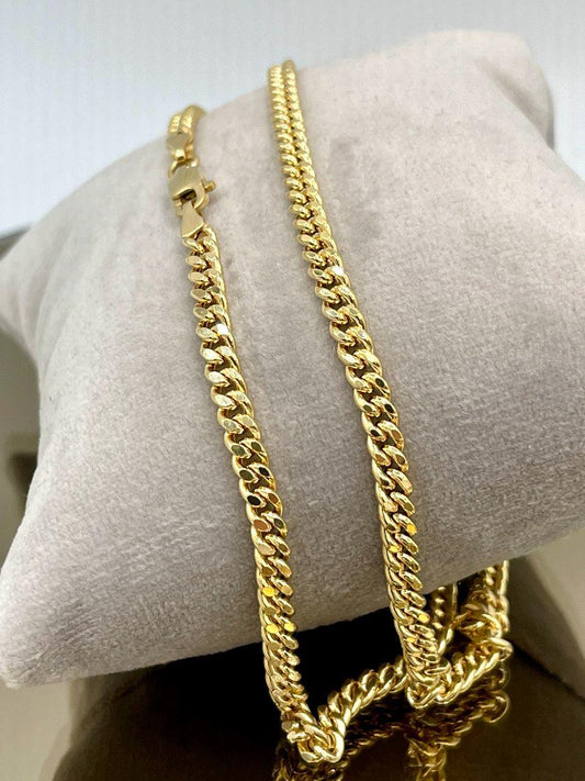 14K Solid Gold Curb Necklace, Real Solid Gold, Cuban Necklace Gold, Necklace Chain ,Gift For Her/Him