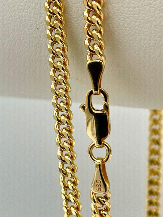 14K Solid Gold Curb Necklace, Real Solid Gold, Cuban Necklace Gold, Necklace Chain ,Gift For Her/Him