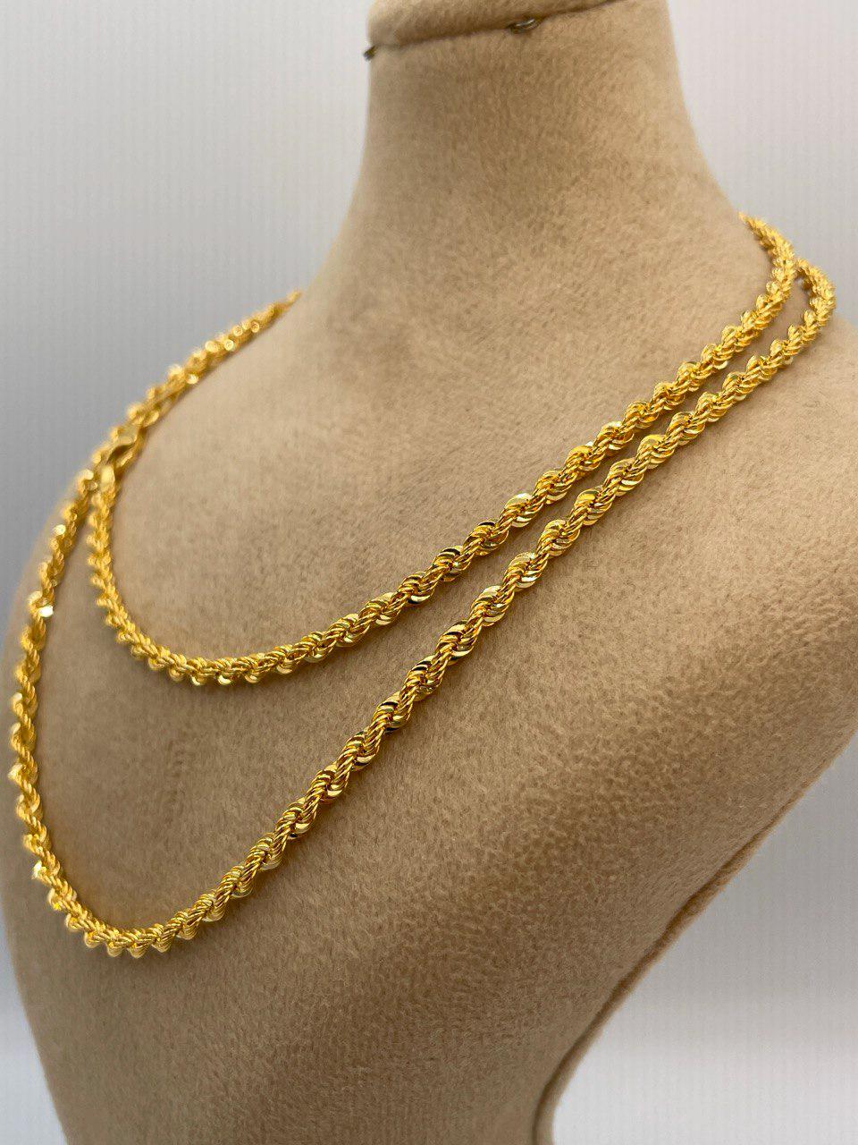 14K Solid Gold Rope Chain Necklace,(3mm) Thickness,Real Gold Rope Chain, Birthday Gift For Her/Him, Mothers Day Gift!