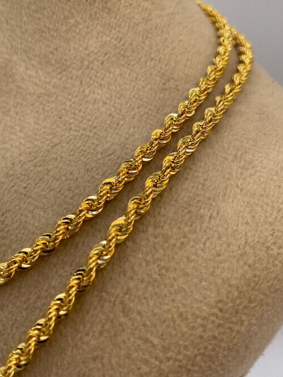 14K Solid Gold Rope Chain Necklace,(3mm) Thickness,Real Gold Rope Chain, Birthday Gift For Her/Him, Mothers Day Gift!
