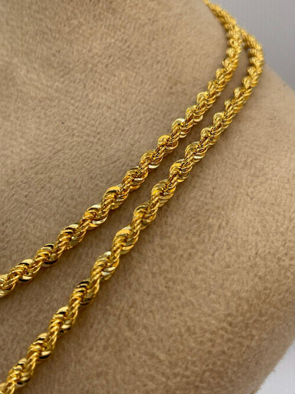 14K Solid Gold Rope Chain Necklace,(3mm) Thickness,Real Gold Rope Chain, Birthday Gift For Her/Him, Mothers Day Gift!