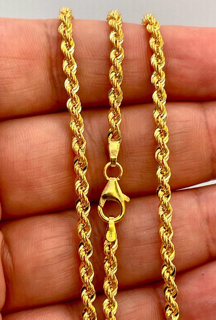 14K Solid Gold Rope Chain Necklace,(3mm) Thickness,Real Gold Rope Chain, Birthday Gift For Her/Him, Mothers Day Gift!